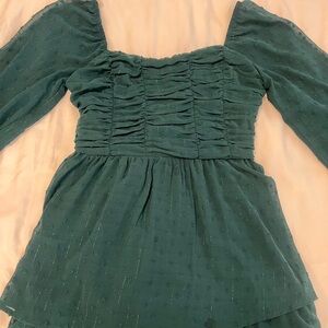 Elegant Teal Long Sleeve Dress